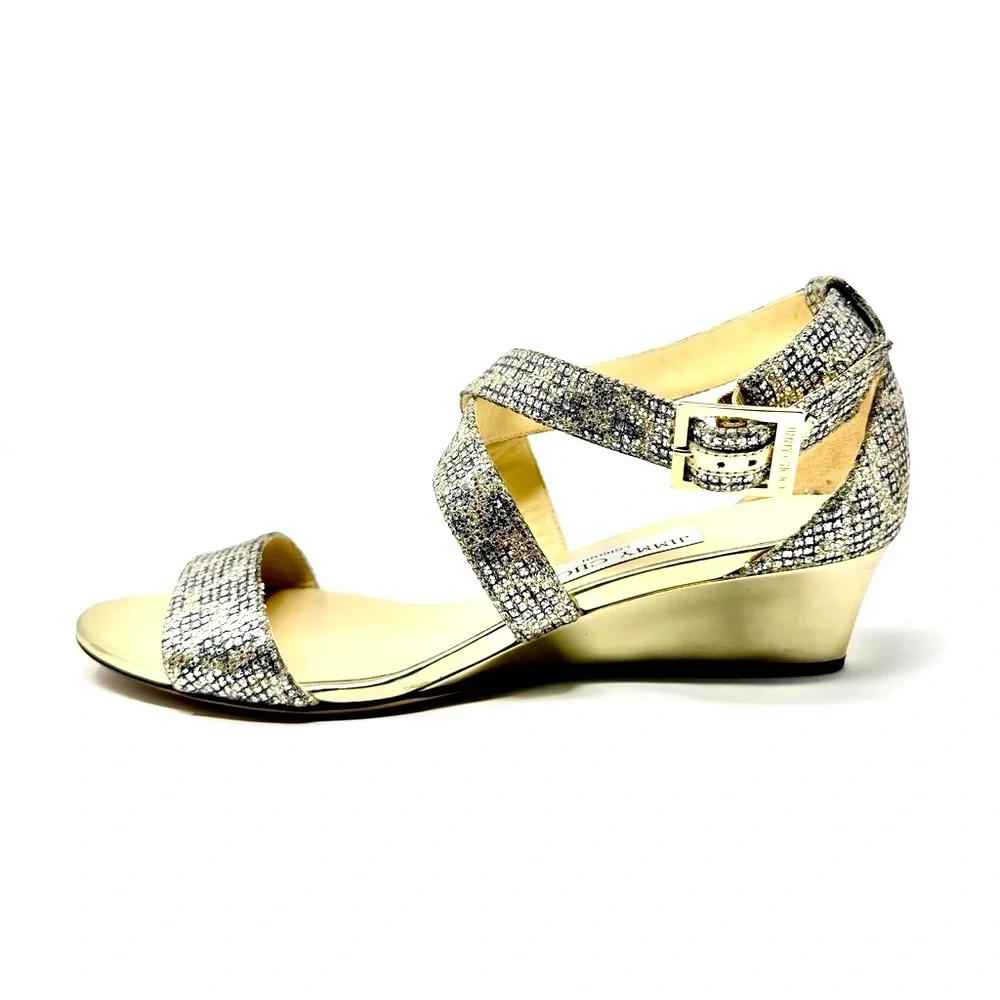 Jimmy Choo Elegant Silver Strappy Women's Open Toe Heels - Sandals Size 38